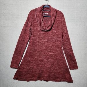 Doublj Plus Size 2X Heathered Rose Color Cowl Neck Midi Dress Stretchy